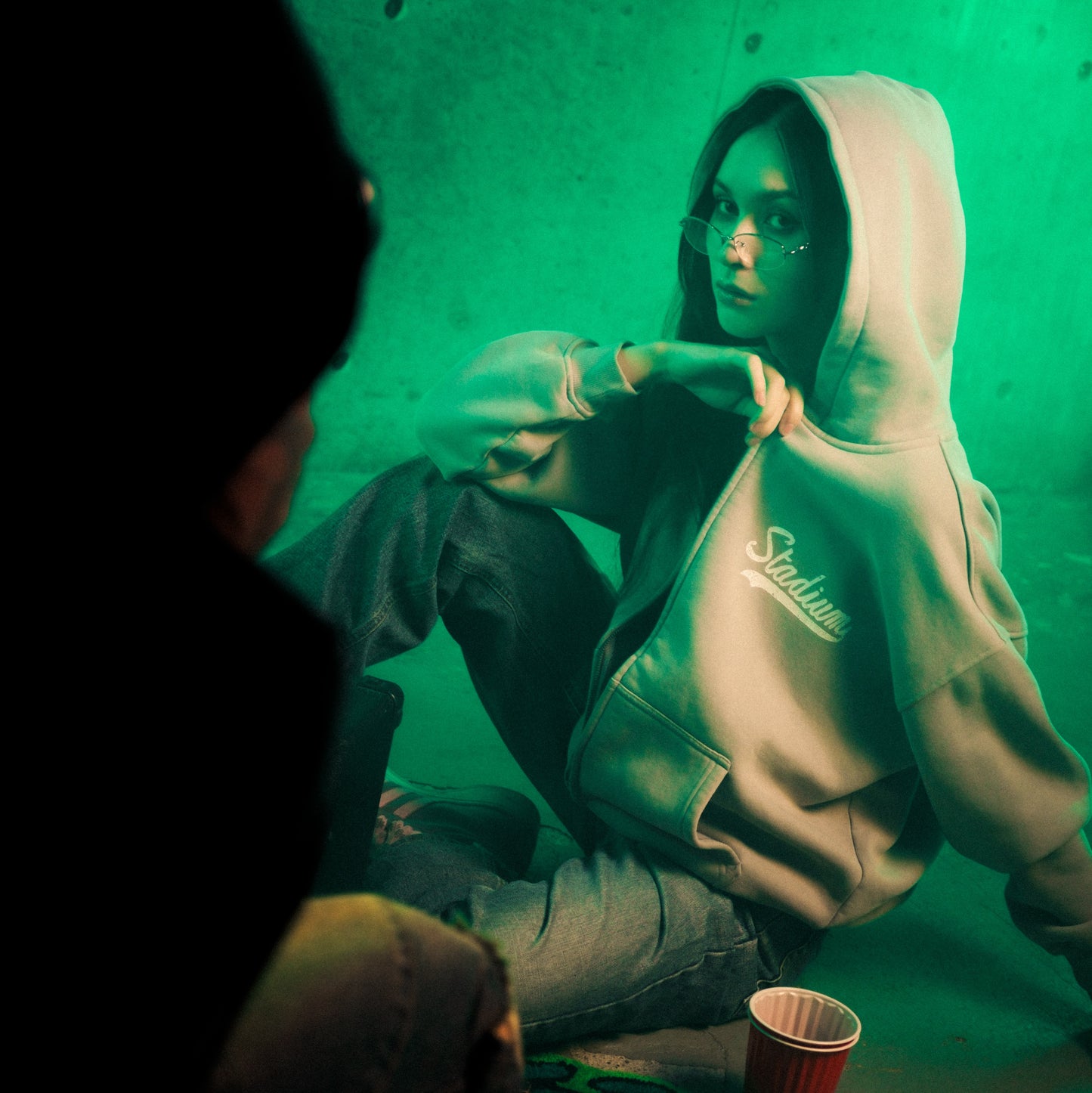 skew Shibuya 1st Anniversary × Stadium Logo Zip Hoodie